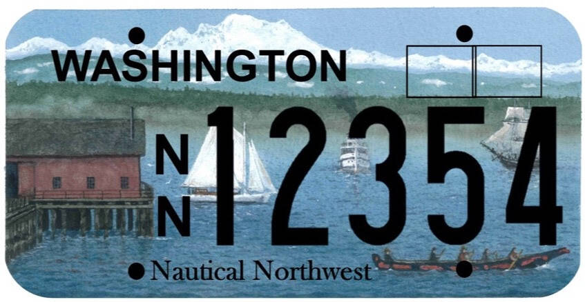 Photo provided
The proposed specialty license plate features artwork by Robert Tandecki and depicts Penn Cove, the Coupeville Wharf and the Suva among other nods to the area’s maritime history.