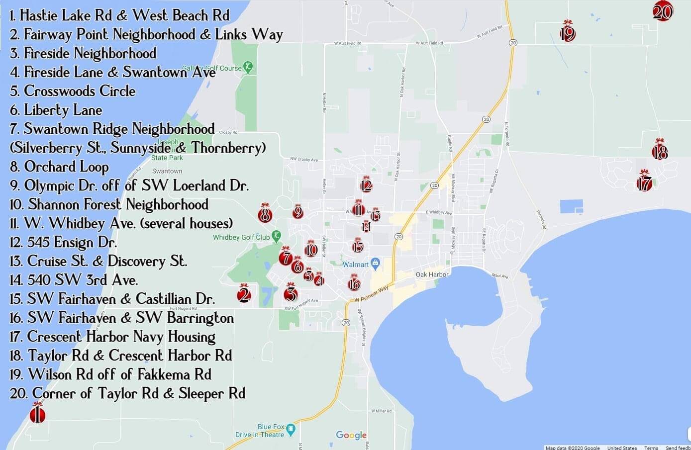 For the second year in a row, Oak Harbor resident Carrie Stucky created a map of Christmas lights on North Whidbey. She created the tour based on her observations and suggestions from people in the community. Her family loves to drive around every year looking at homes decorated for the holidays.
"Covid has made the last couple years so difficult for so many of us," she said. "Since Christmas decorations bring so much joy to people, I wanted to make it really easy for people to find Christmas lights around town."