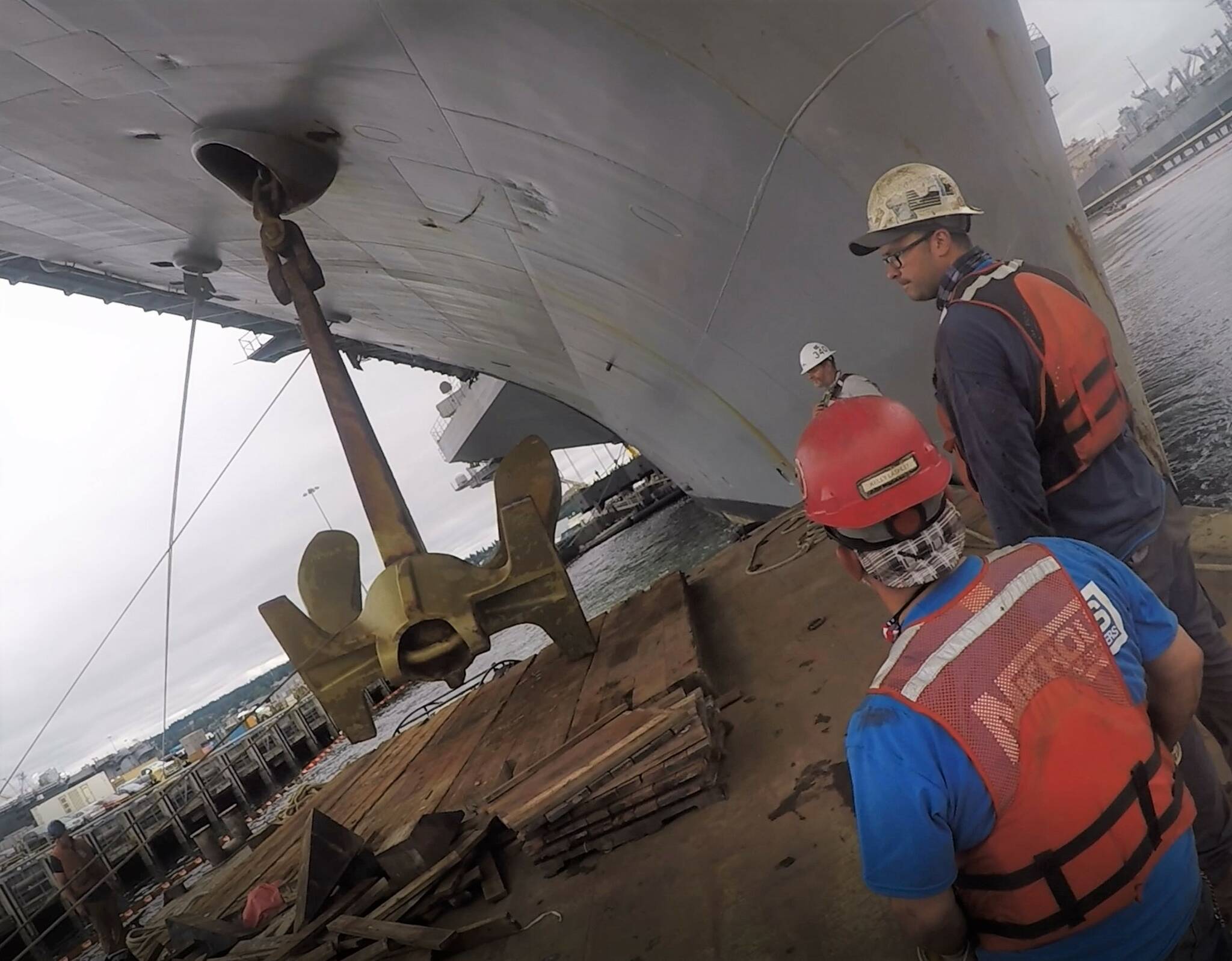 Photo provided
Nichols Brothers Boat Builders employees Trevor Fleming and Kelly Lashley work on a project for the Navy.
