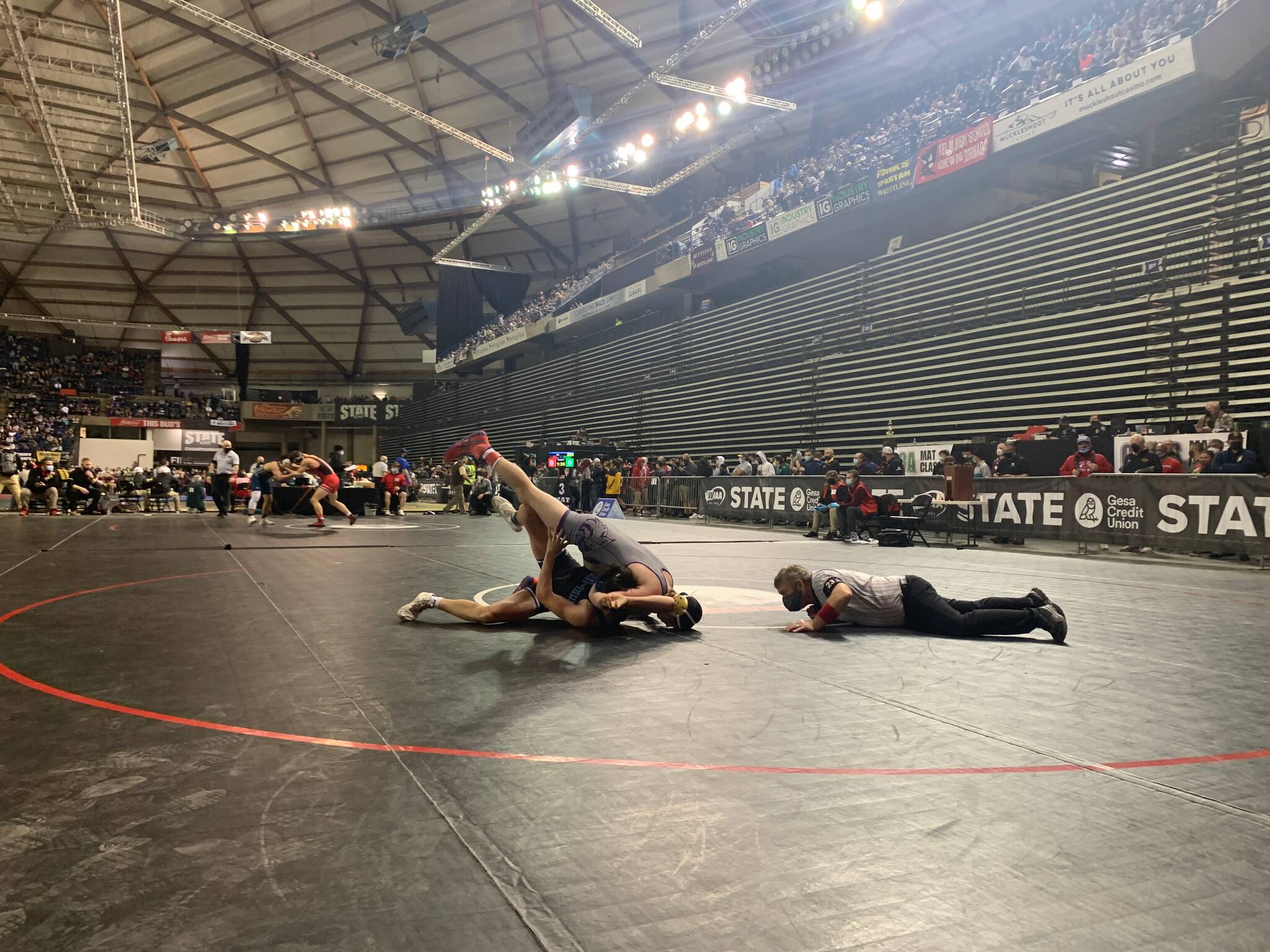 Photo provided
Percie Hatfield wrestles at the state tournament.