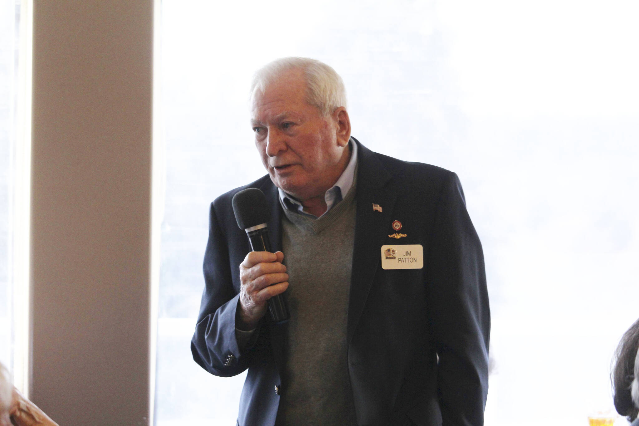Photo by Karina Andrew/Whidbey News-Times
Retired Captain Jim Patton speaks to the Whidbey Island Chapter of the Military Officers Associaton of America March 10.