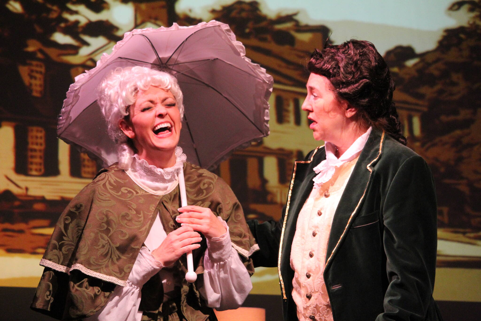Photo by Karina Andrew/Whidbey News-Times
Abby Thuet, left, and Tamra Sipes play Dolley and James Madison, respectively, in a dream scene set in 1787.