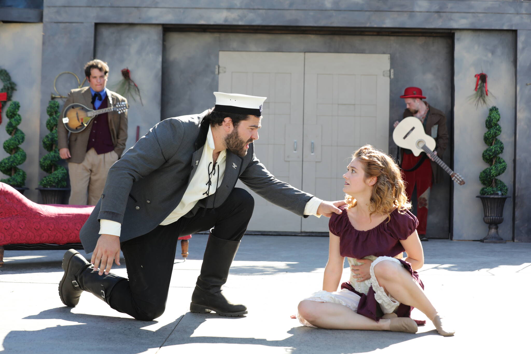 Photo by Michael Stadler
From left to right, Blake Henry, Cameron Gray, Helen Roundhill and Orion Schwalm in Island Shakespeare Festivals 2018 production of Twelfth Night. The festival returns this year with three plays and people involved in the production are searching for a place to stay on Whidbey Island for the summer.