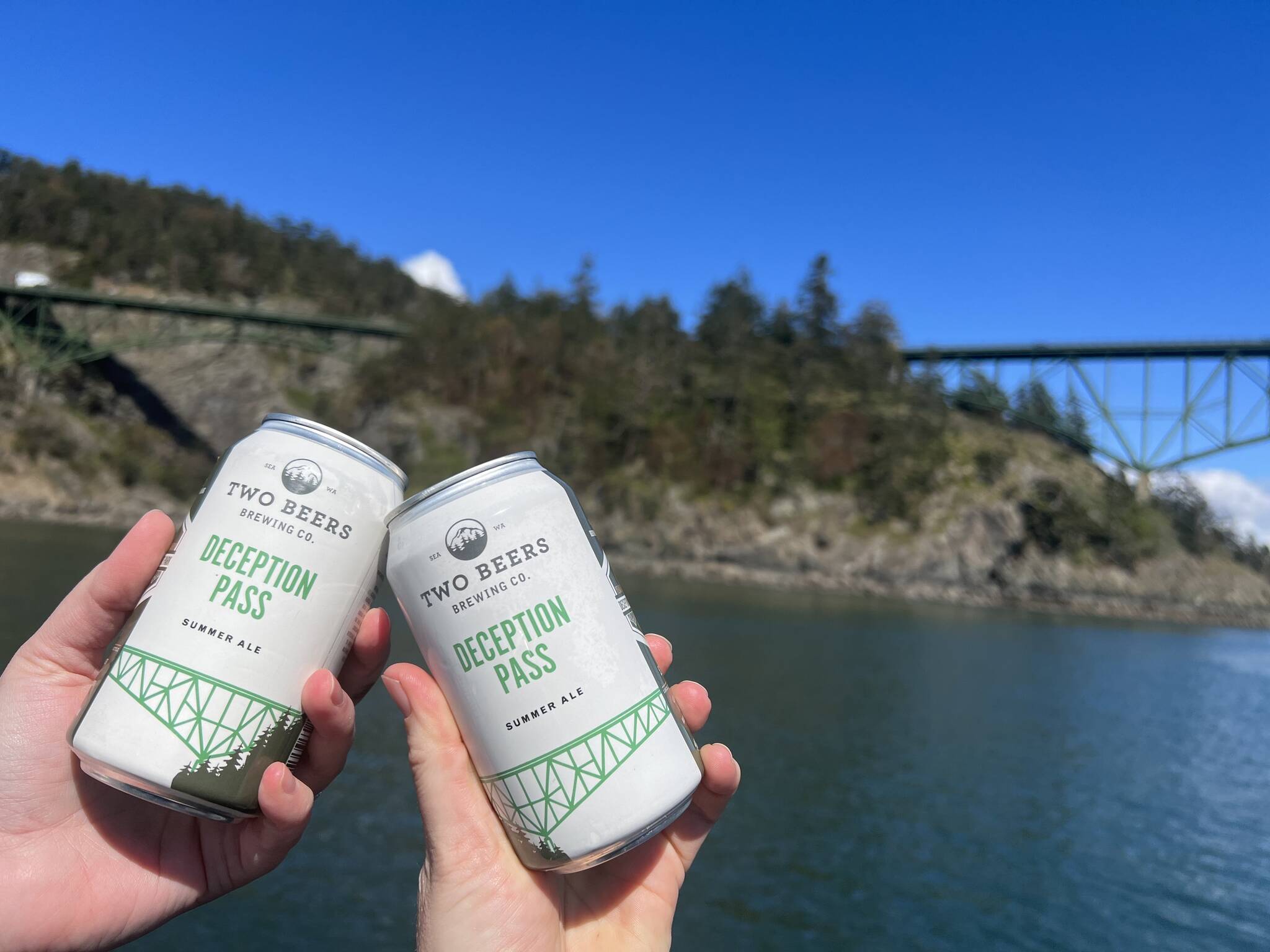 Deception Pass Pale Ale at Deception Pass State Park. (Photo provided by Two Beers Brewing.)