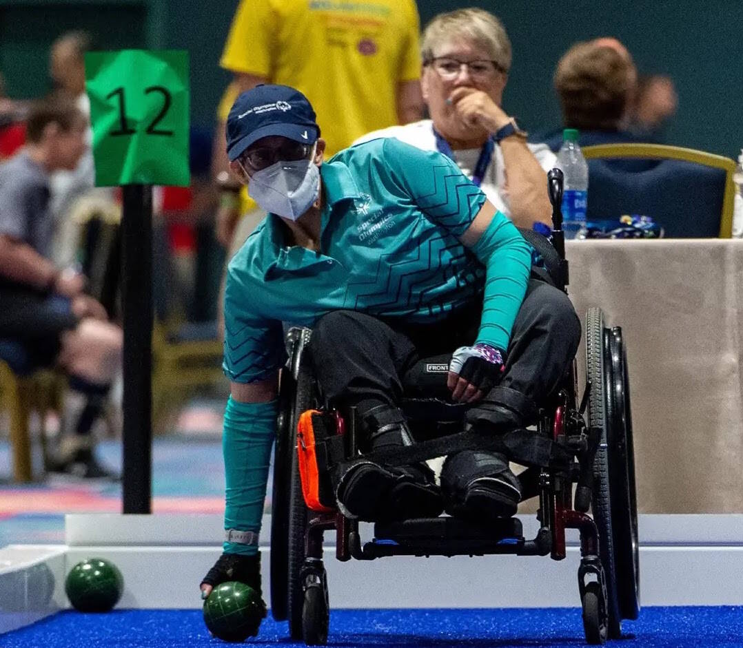 Jacquelyn Diaz plays bocce at the Special Olympics Nationals tournament in June. (Photo provided)