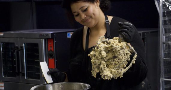 Photo by Rachel Rosen/Whidbey News-Times
Autumn Covington makes all of the bakehouse's six-ounce cookies.