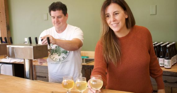 Photo by Rachel Rosen/Whidbey News-Times
Jeff Stoner and Kim Taylor co-own Greenbank Cidery which recently opened a tasting a room in Coupeville.