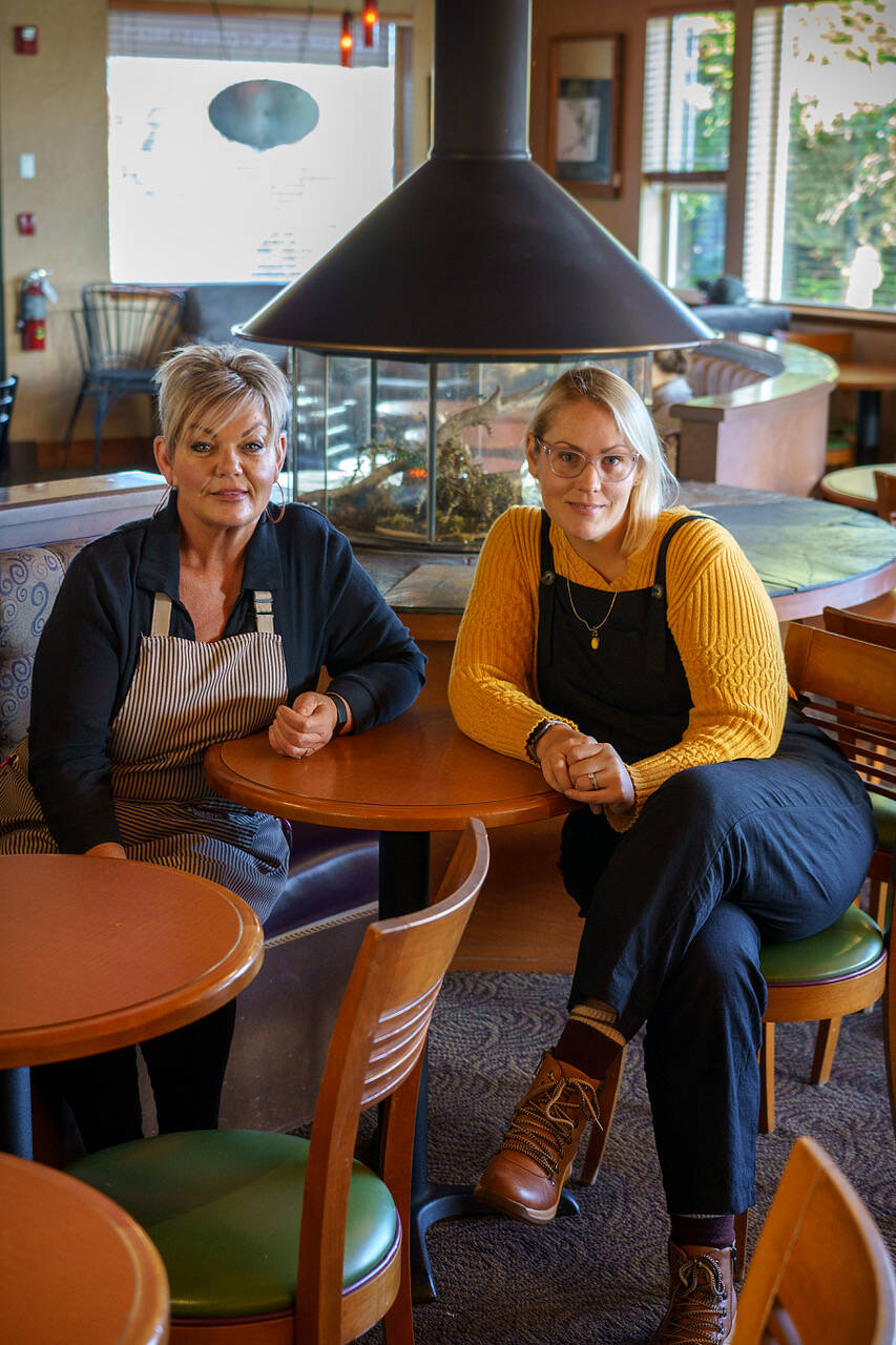 Photo by David Welton
Angie Lambert-Jackson, right, hired her mother Debbie O’Phelan, left, as a baker in her Coupeville cafe, Cedar & Salt.