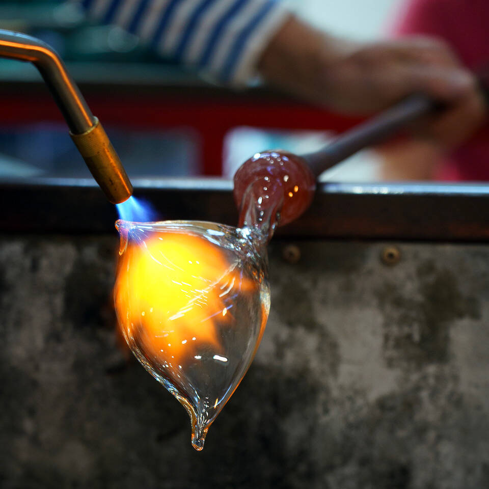The molten, red-hot beginnings of glass.