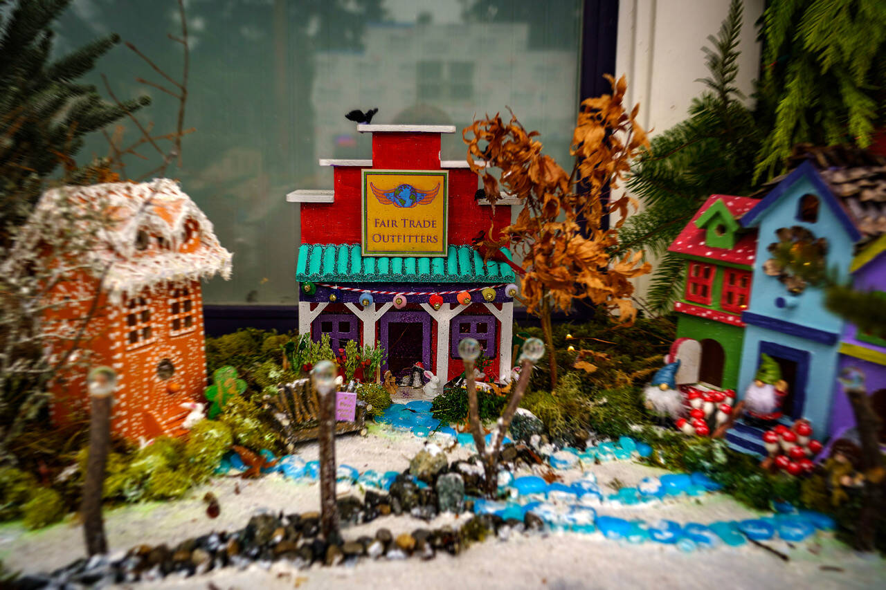 Photo by David Welton
The little Christmas village would not be complete without a replica of the Fair Trade Outfitters storefront.