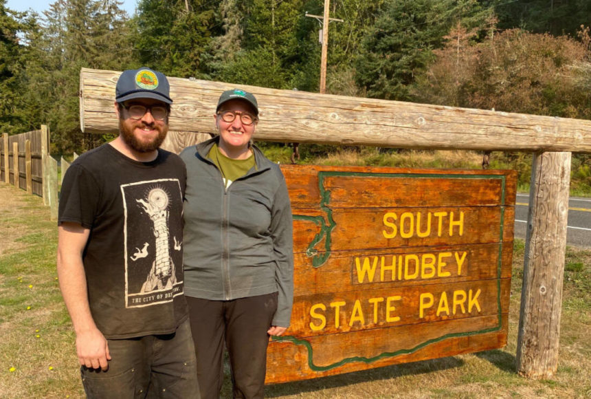 <p>Once they arrived at South Whidbey State Park, Freesia and Josh didn’t hesitate to start taking Island Transit, which takes them everywhere they want to go! Island Transit photo</p>