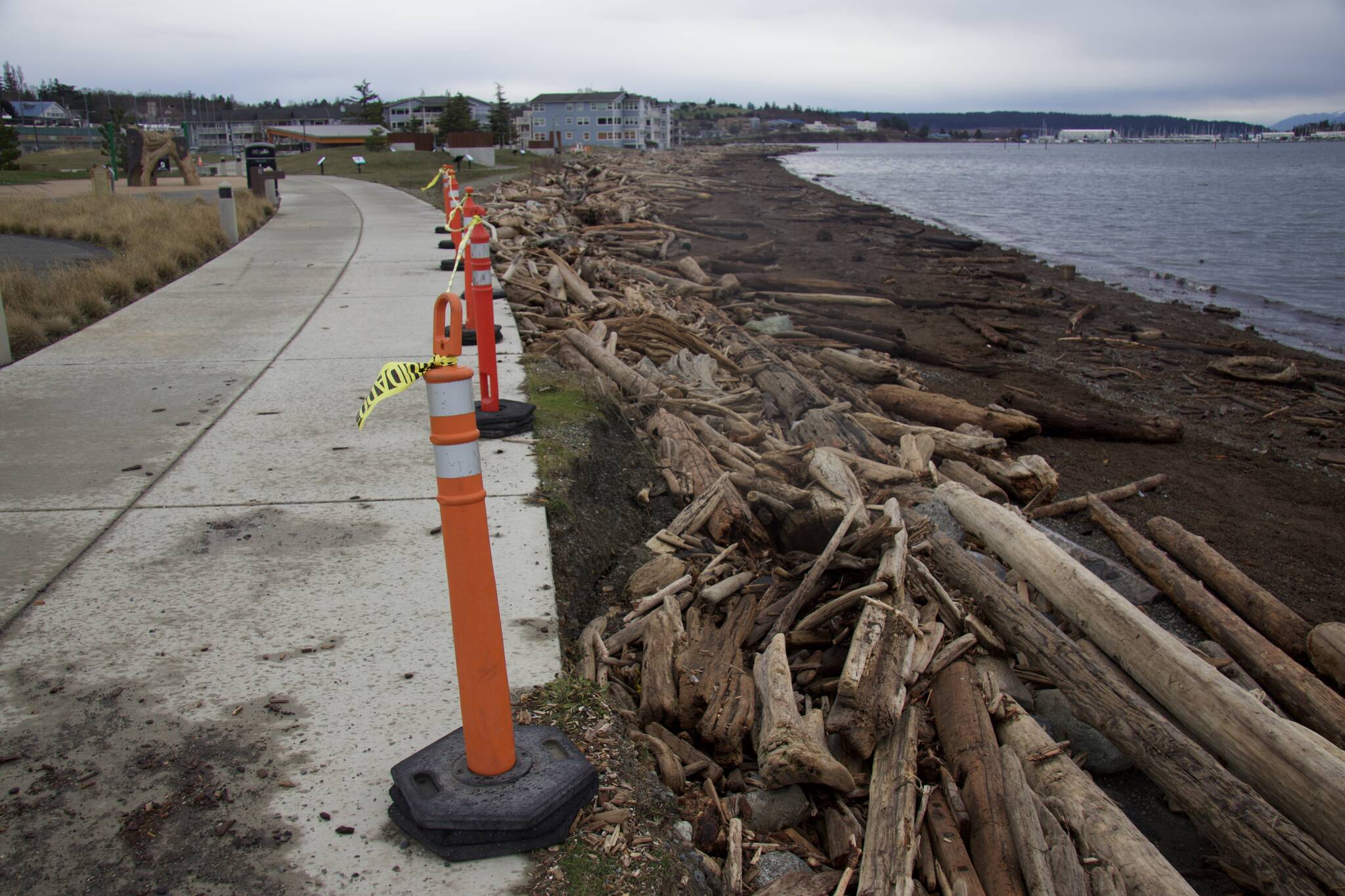 Photo by Rachel Rosen/Whidbey News-Times
Three and a half feet of sloped shoreline at Windjammer Park was washed away due to last week’s flooding.