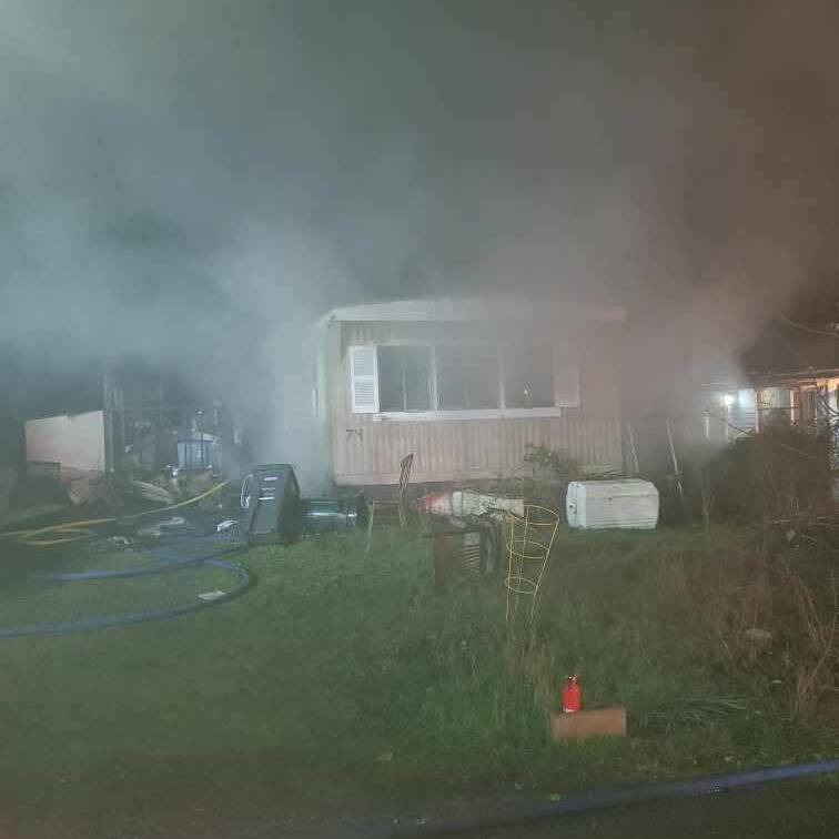 Photo provided
A single-wide trailer in Whispering Pines was destroyed in a structure fire Thursday night.