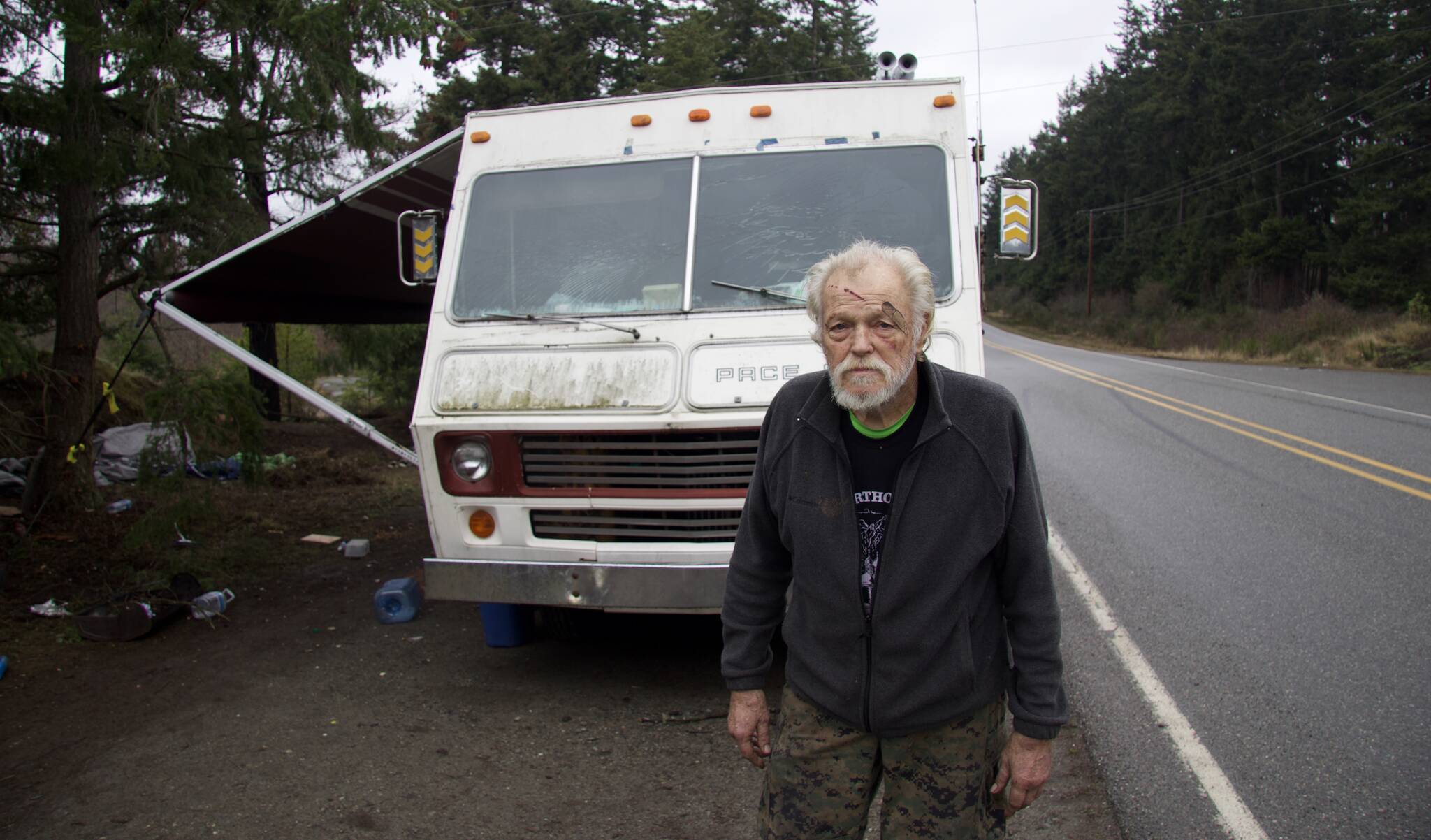 Photo by Rachel Rosen/Whidbey News-Times
Alvin Kent is a 72-year-old Vietnam veteran and a member of a roadside homeless camp on North Whidbey.