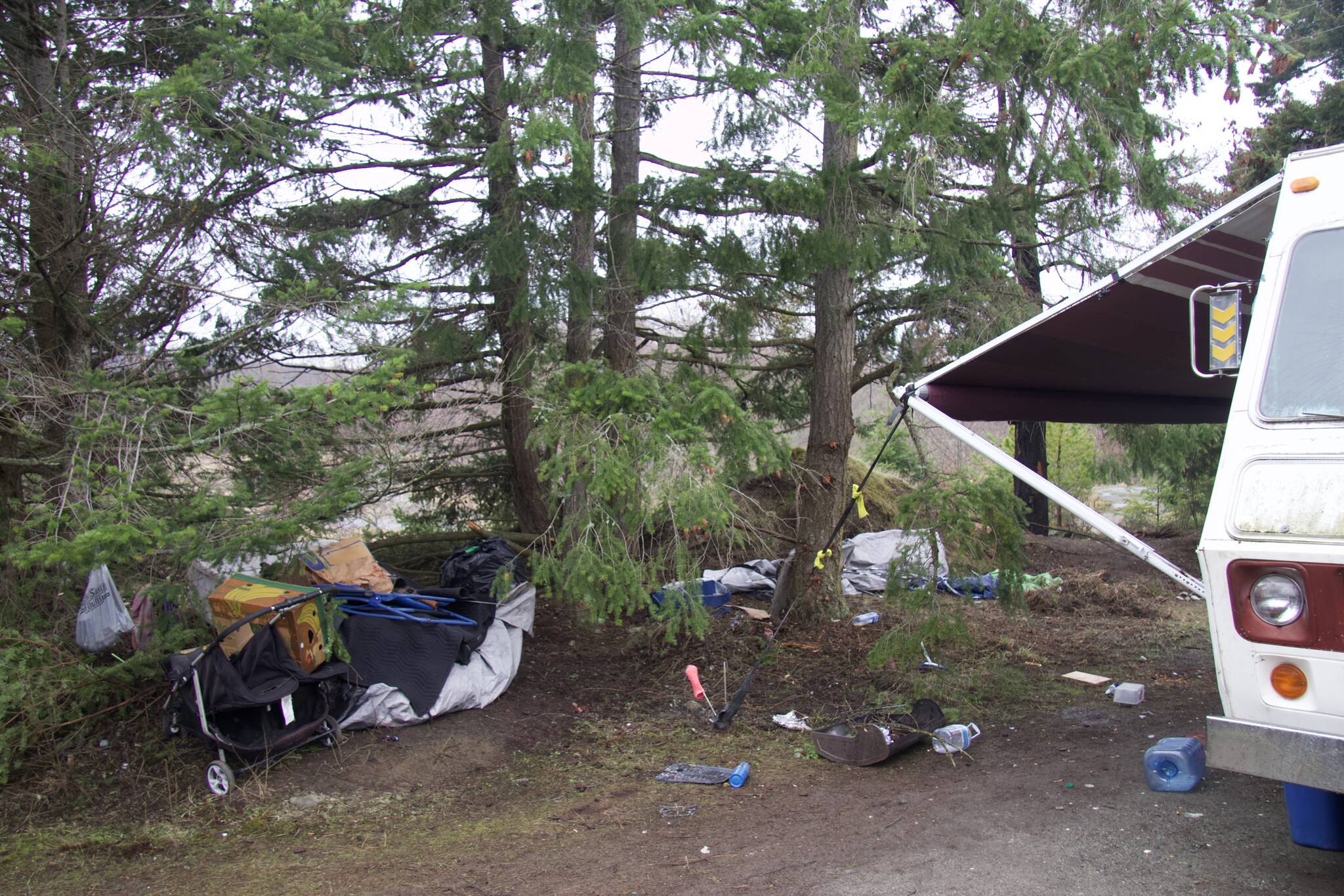 Photo by Rachel Rosen/Whidbey News-Times
Nearby residents are concerned about garbage the homeless camp creates.