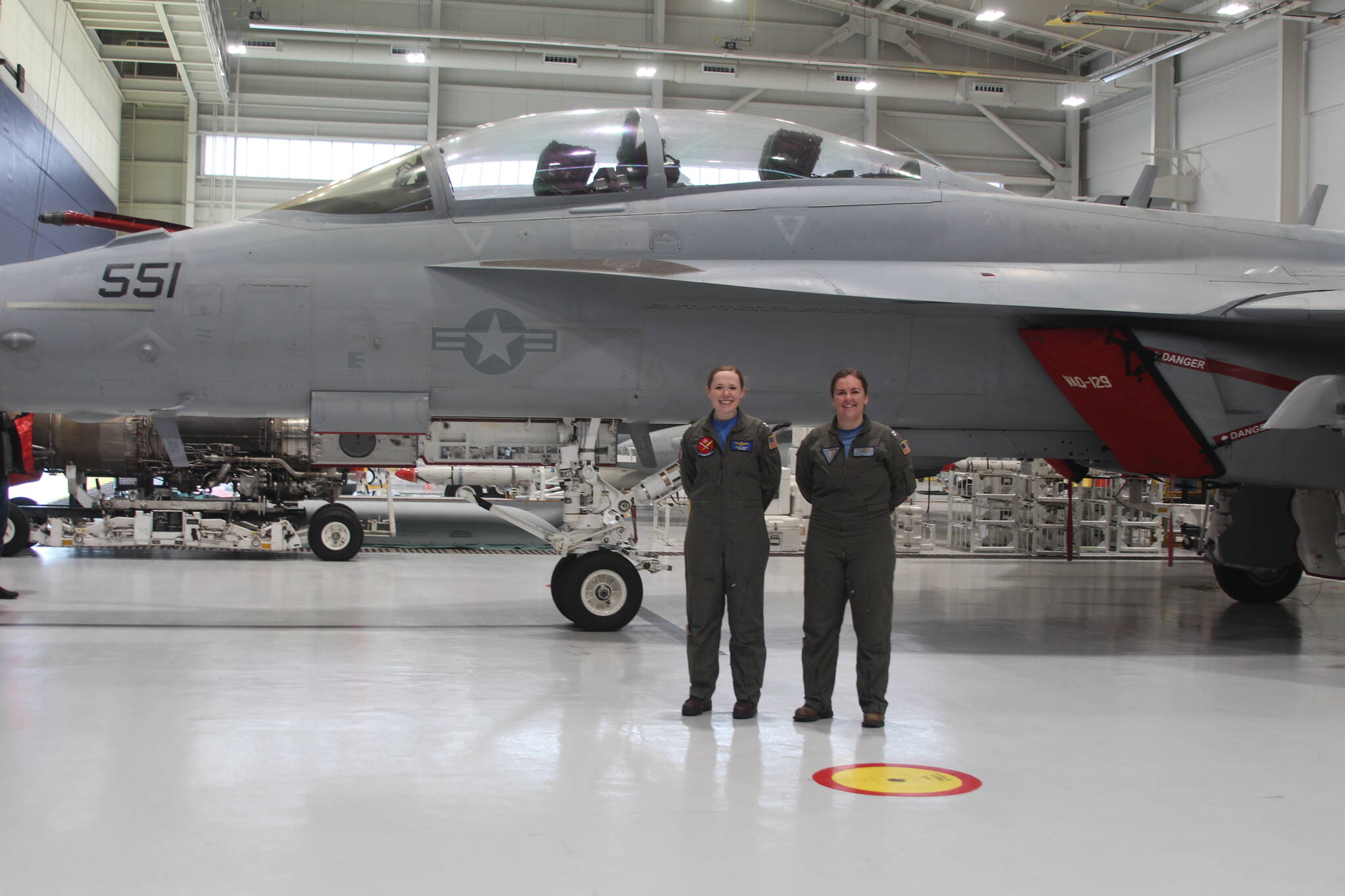 Photo by Karina Andrew/Whidbey News-Times
Lt. Peggy Dente, left, and Lt. Lyndsay Evans will take part in the flyover at the Super Bowl this Sunday.