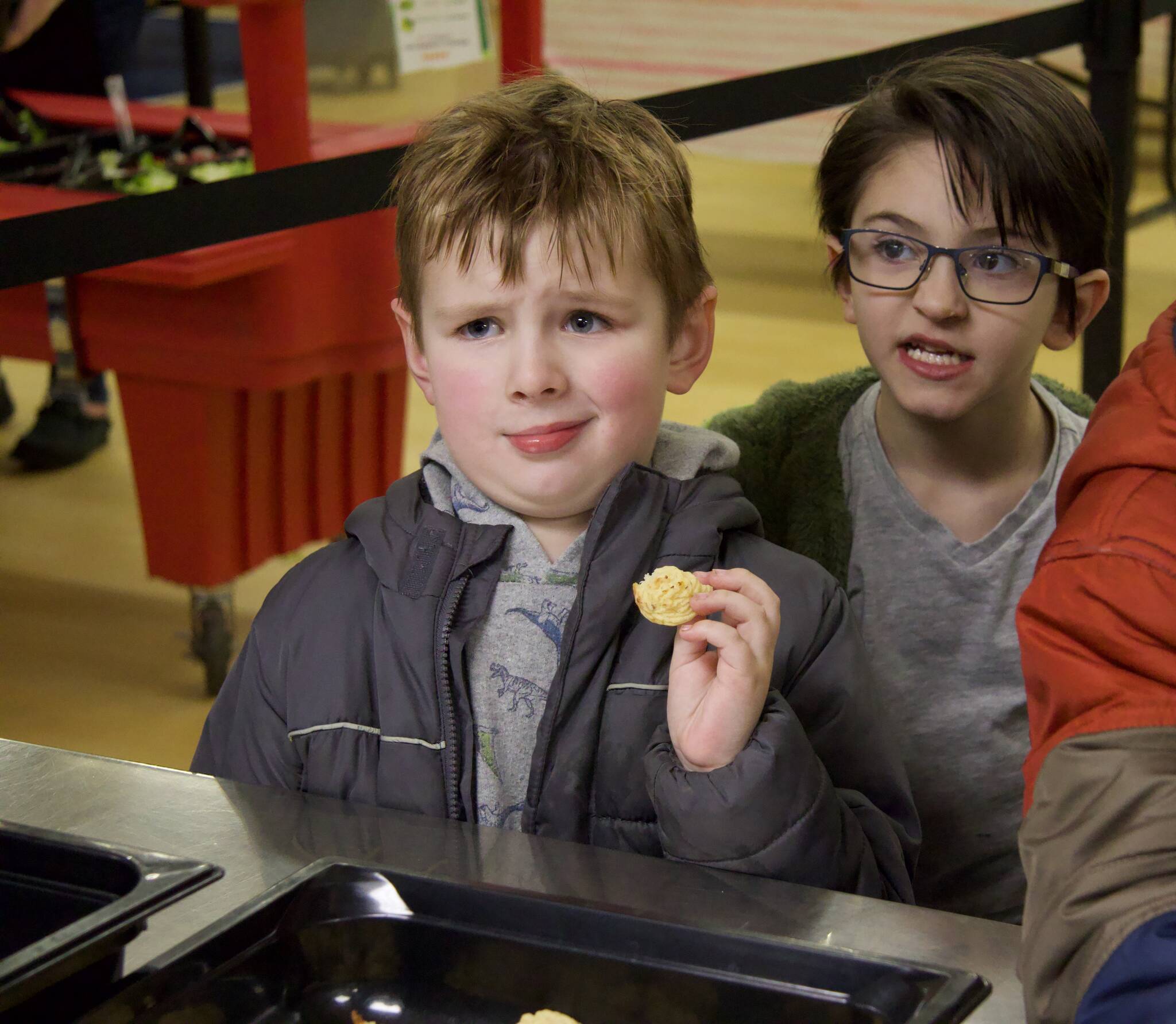 Photo by Rachel Rosen/Whidbey News-Times
Laramie Spydell, left, is confounded by mashed radishes.