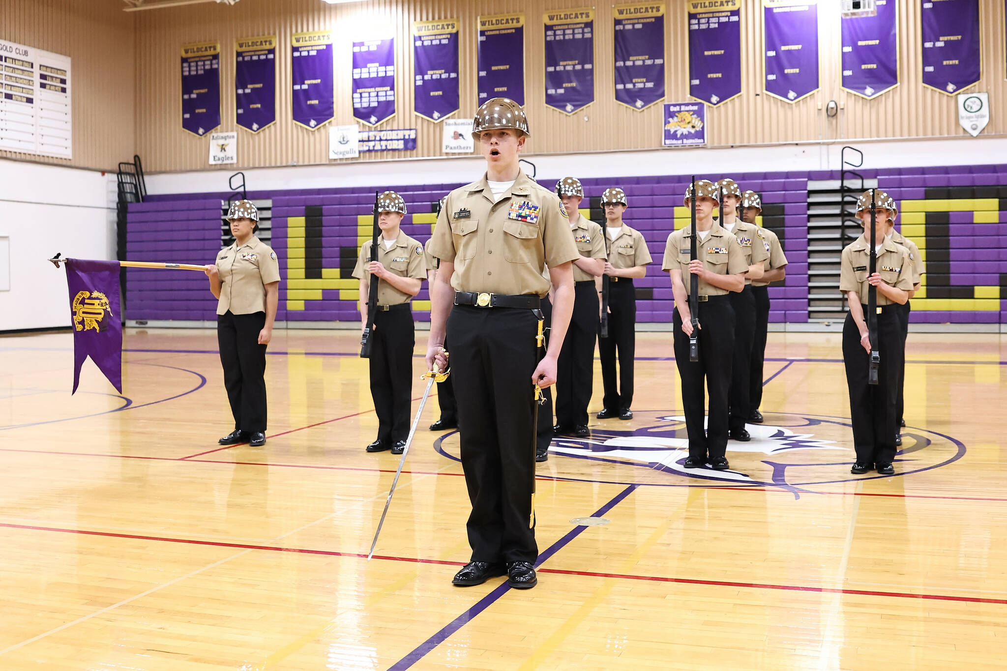 Caden Guy commands the Armed Drill Team. He won first place in the Armed Drill Team Commander.