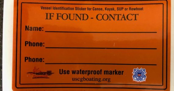 Photo provided
A sticker on your kayak, canoe or paddleboard with your name and contact info can help first responders save time in locating the owner of a loose vessel.