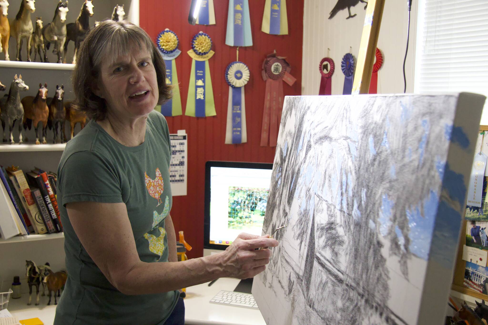 Photo by Rachel Rosen/Whidbey News-Times
Stacey Neumiller works on her latest piece.