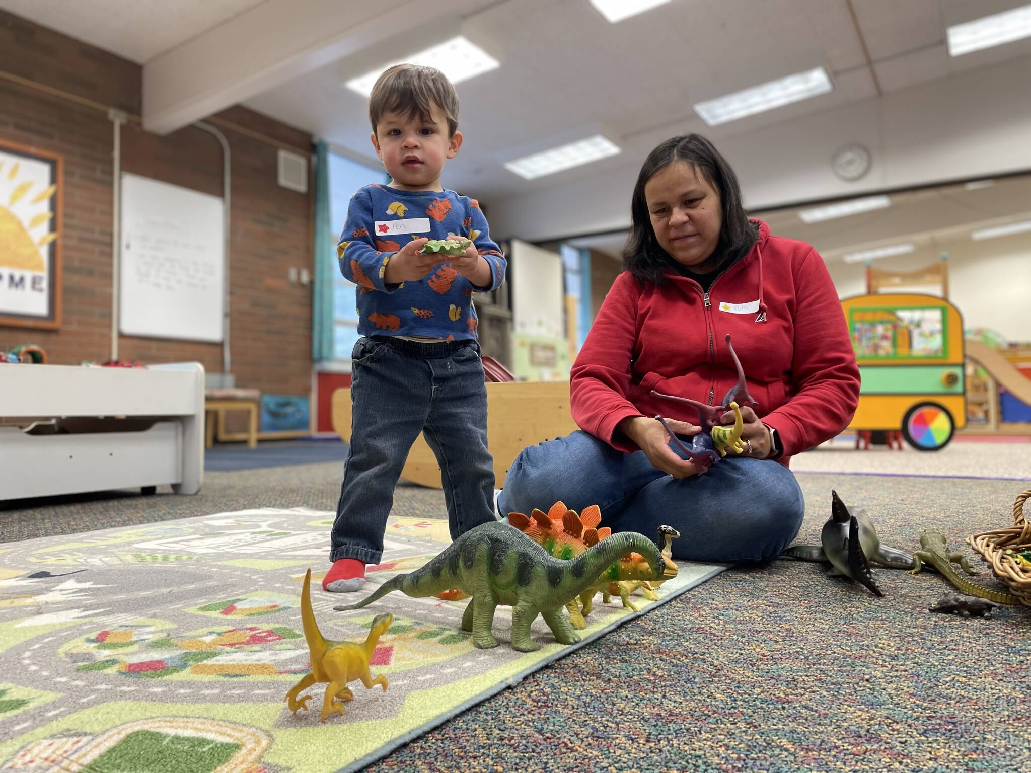 Photo provided
Fen, 18 months, plays with some dinosaurs at Playscape while accompanied by his mom, Ruth Engeset.