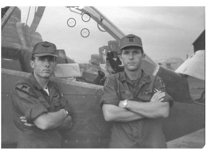 Photo provided
Col. Bill Reeder, right, flew a Cobra Helicopter in the Vietnam War. This photo was taken a week before Reeder was shot down in 1972.