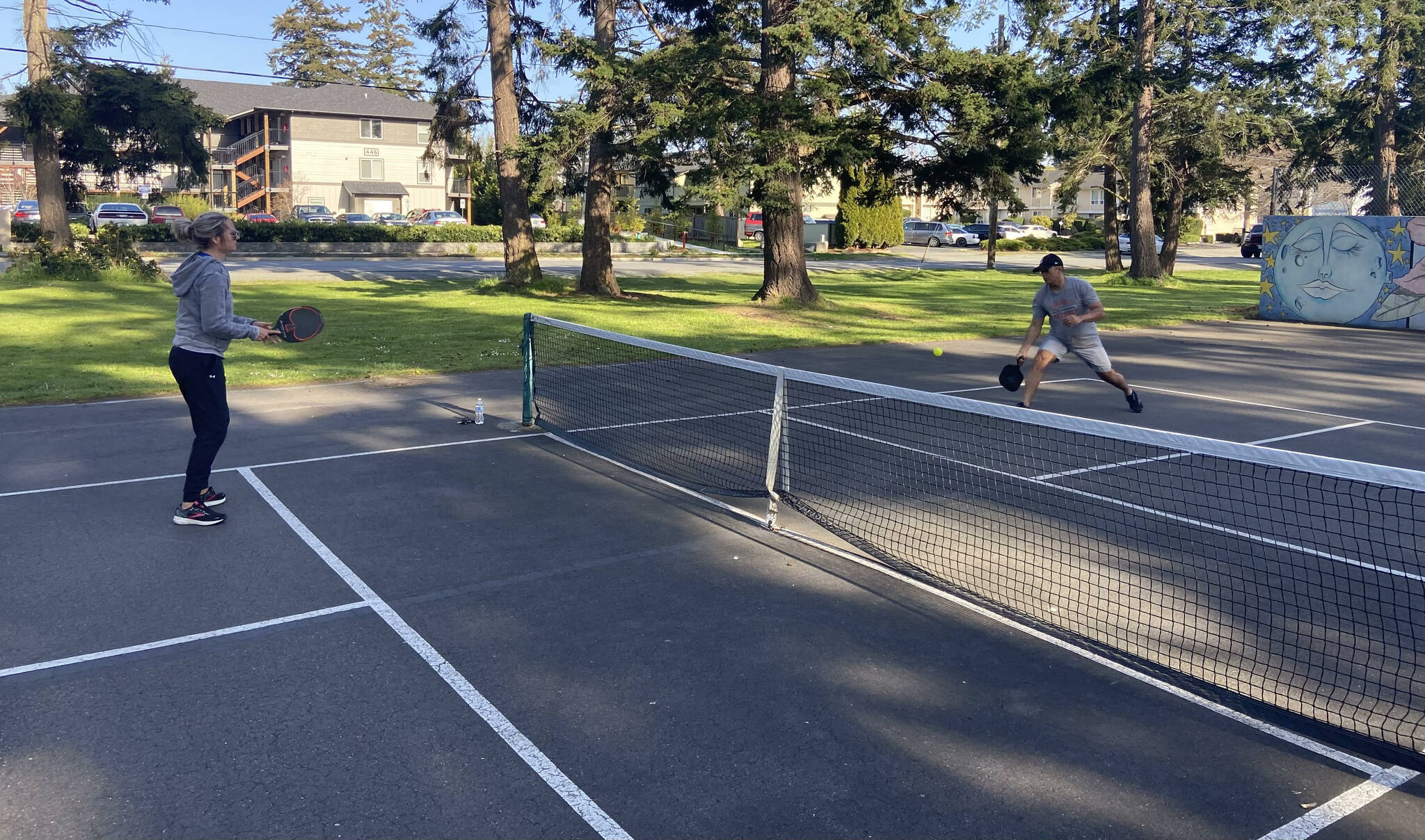 Photo by Rachel Rosen/Whidbey News-Times
Ronaldo and Stacey Nascimento play pickleball in Rotary Park.