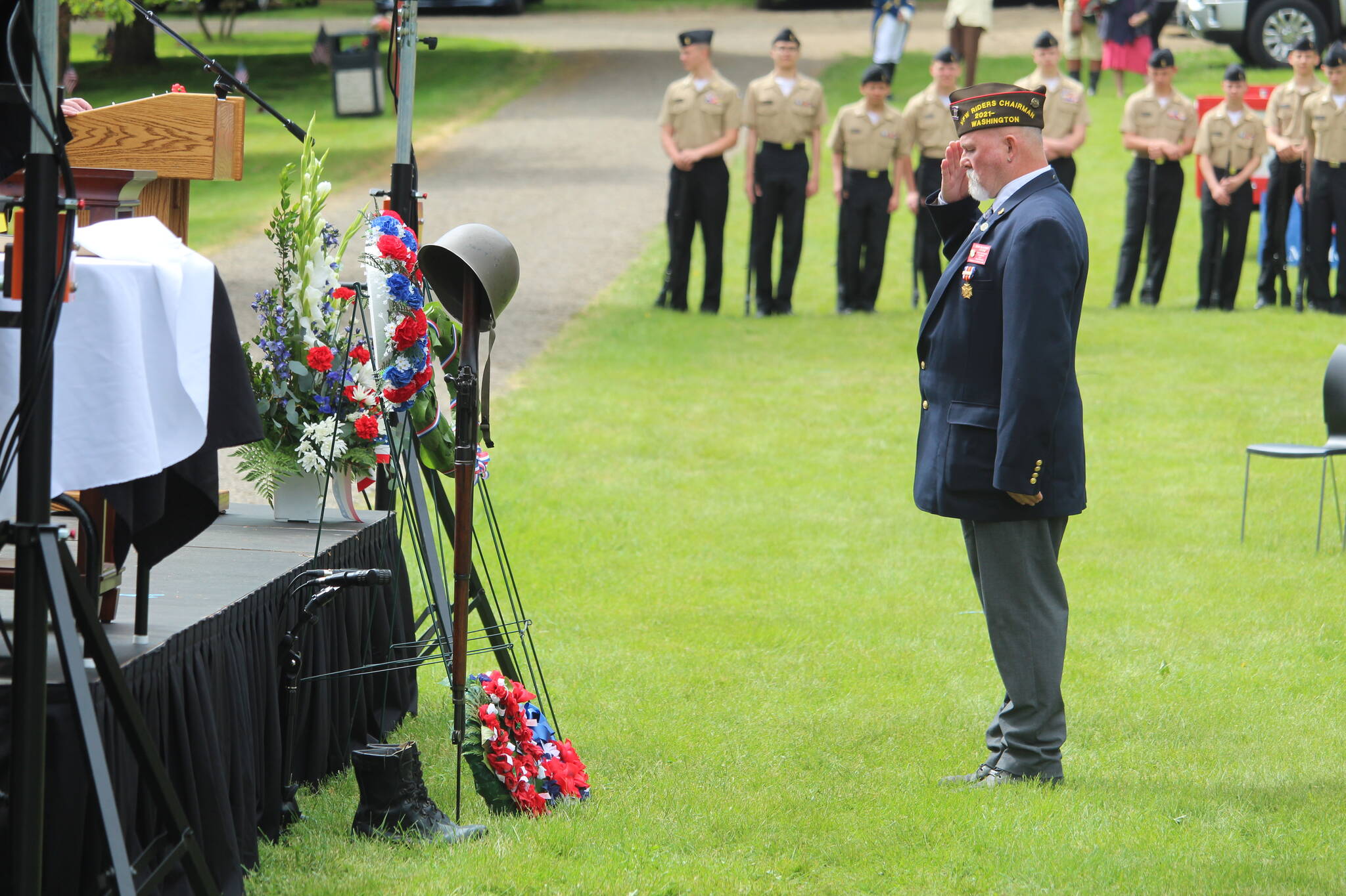 Photo by Karina Andrew/Whidbey News-Times
The VFW held a traditional wreath-laying ceremony as part of the Service of Remembrance at Maple Leaf Cemetery on Memorial Day.