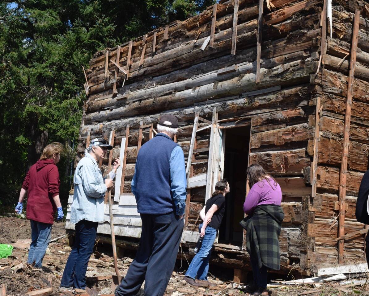 Hidden log cabin found during Langley demolition