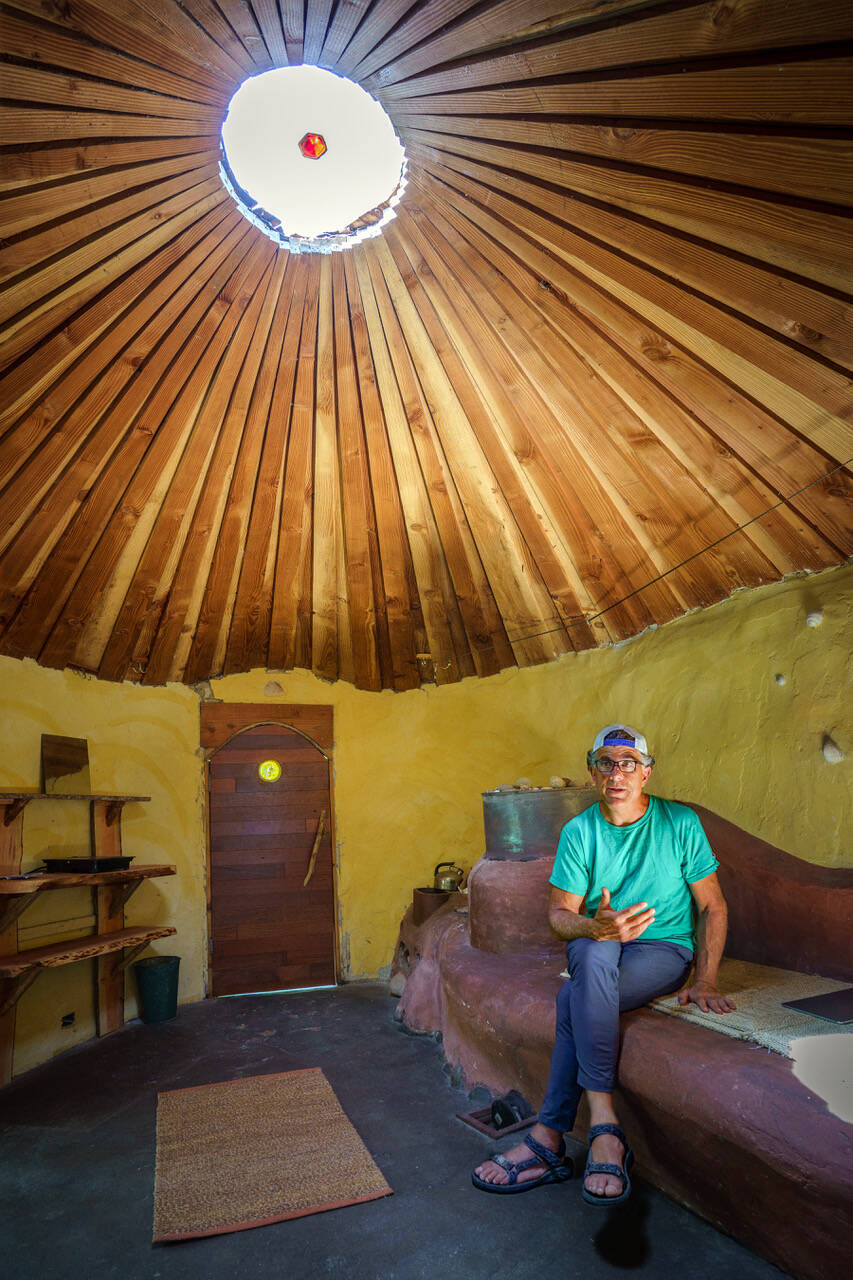 A skylight in the roof illuminates the limpet house, which stays cool in the summer despite the heat. (Photo by David Welton)