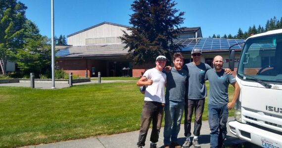 Photo submitted
Four installers pose at the South Whidbey Elementary School.