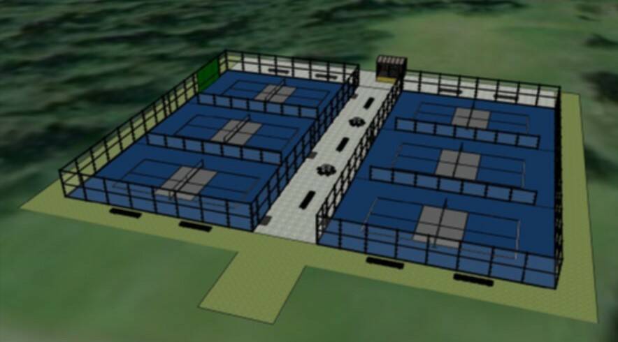 Photo provided
The concept design includes a gathering area separating the six courts into two rows.