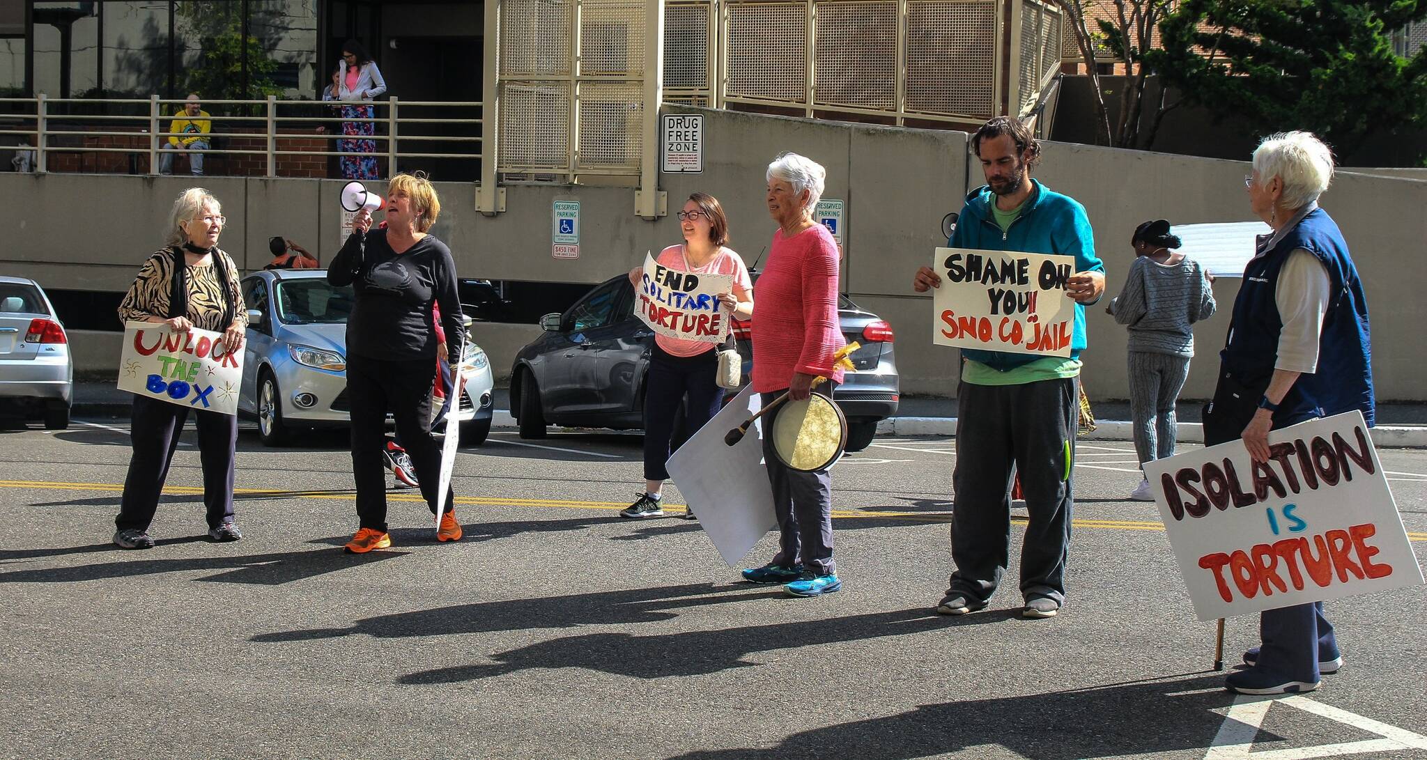 Photo by Luisa Loi/Whidbey News-Times
The small group of protesters was joined by a few passersby, some of which said had experienced solitary confinement first-hand.