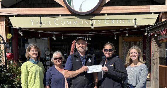 Pictured from left are Elise Miller (Goosefoot), Angela Ceccarelli (Opportunity Council), Steve Lamb (The Goose Community Grocer), Jaime Owens (Opportunity Council), Angela Ceccarelli (Opportunity Council) and Jessie Gunn (Whidbey Community Foundation).