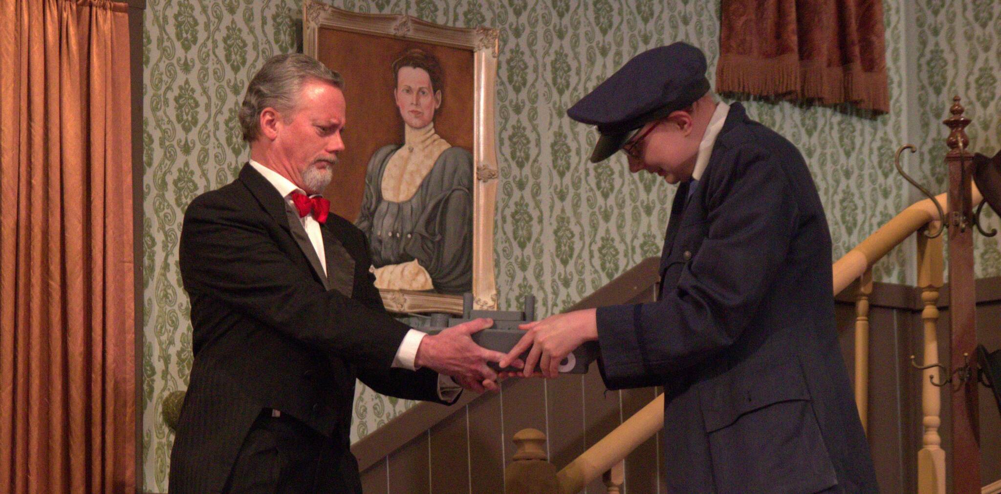 From right, Officer Klein (played by Ariella Rose) tries to take Teddy Brewsters toy boat from him (played by Bill Larsen). (Photo by Luisa Loi)