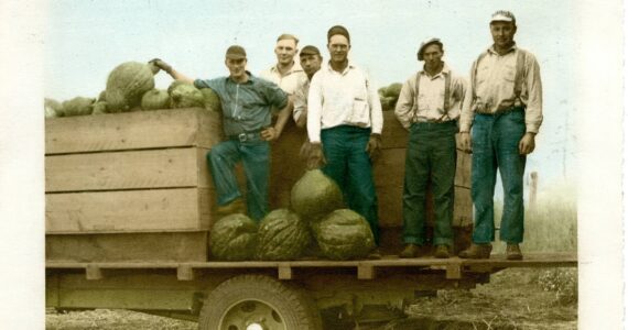 Photo provided
A group of men pose with a load of sugar Hubbard squash more than 60 years ago. On the far right, Wilbur Sherman, Edwin Sherman's brother.