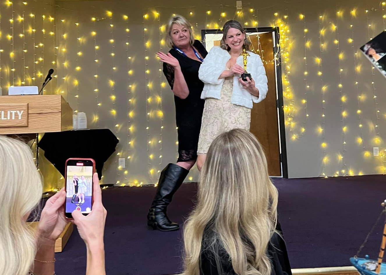 Whidbey News-Times’ own Kimberlly Minervini poses with Julie Weible, whose business One Lash Thing won for Best Eyelash Service (Classic). (Photo provided)