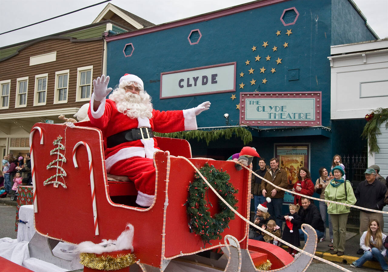 Santa Claus during a previous year’s Holly Jolly Parade in Langley. (Photo by David Welton)