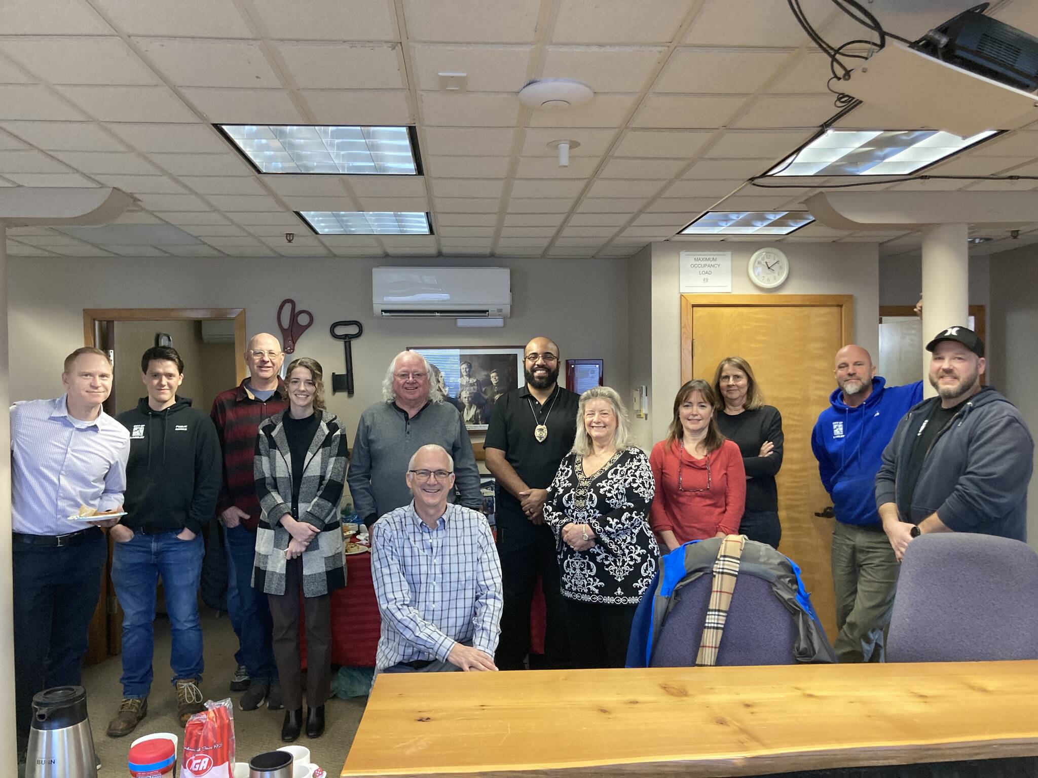 Mayor Scott Chaplin, front center, with Langley city staff members. (Photo provided)