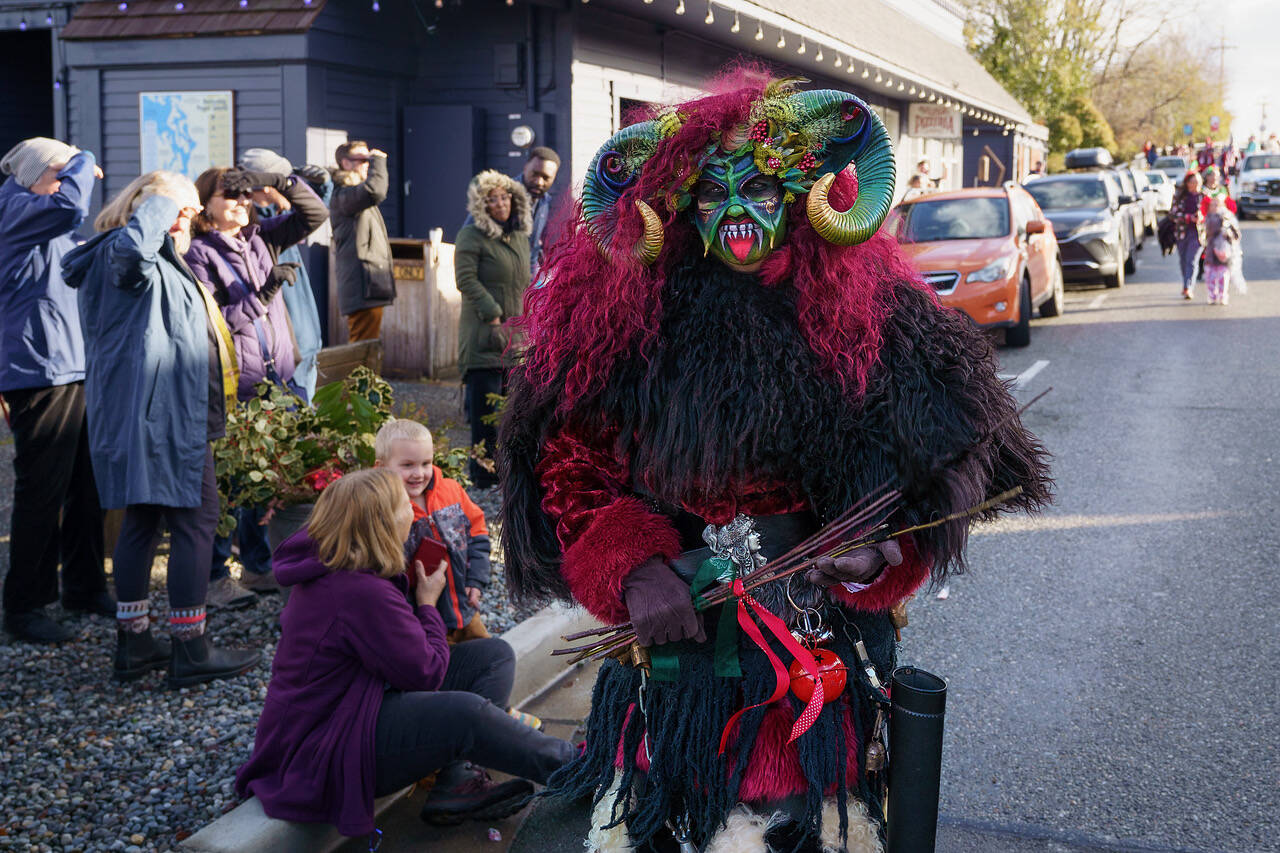 Siobhan Wright came dressed as Mrs. Krampus, a horned figure from European folklore who scares misbehaving children during the Christmas season. (Photo by David Welton)