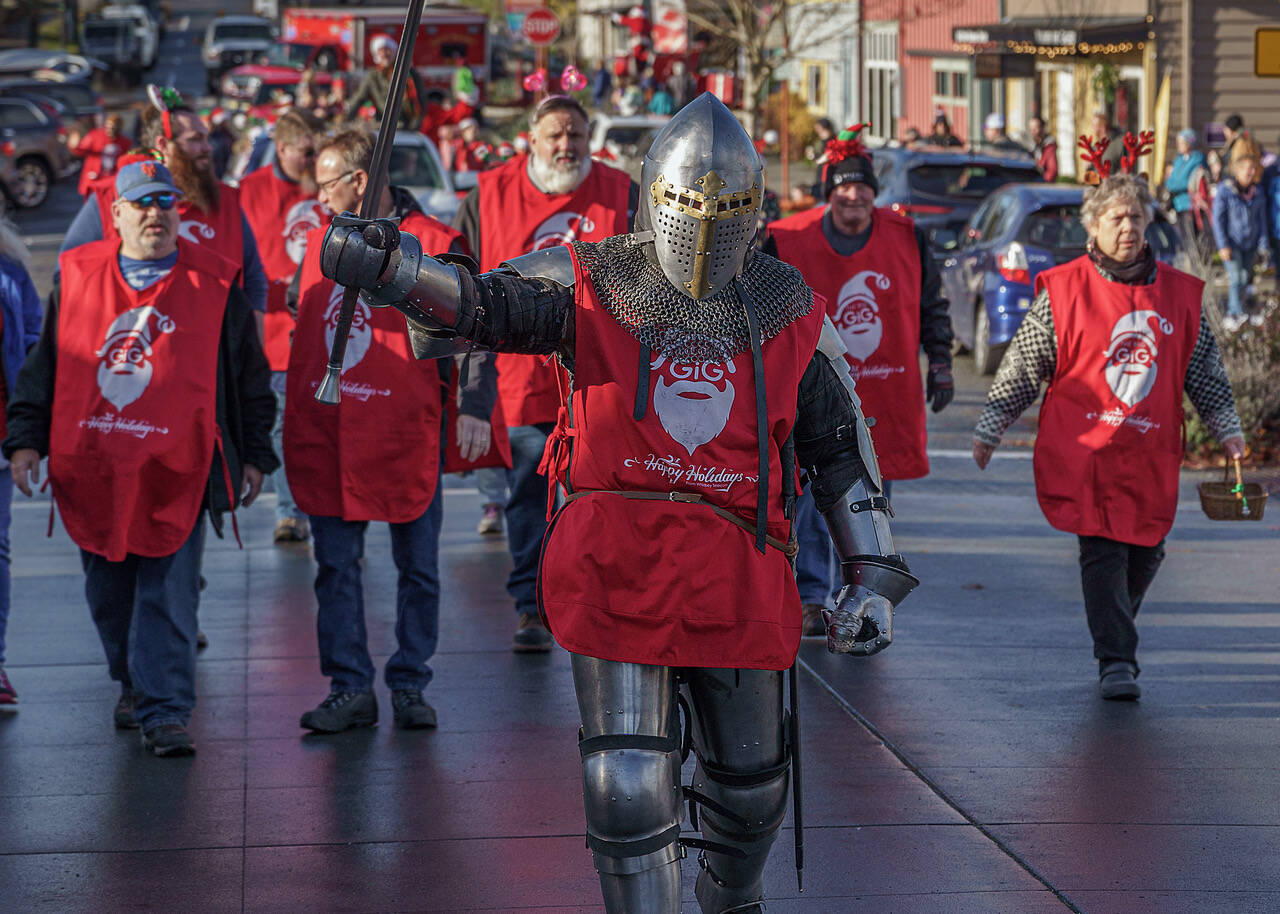 This knight from Whidbey Telecom stormed the streets of Langley during the Holly Jolly Parade. (Photo by David Welton)