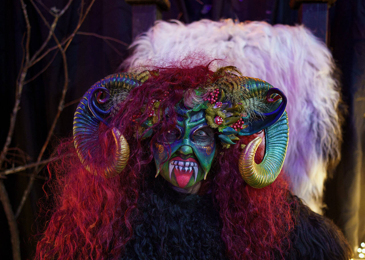 Siobhan Wright came dressed as Mrs. Krampus, a horned figure from European folklore who scares misbehaving children during the Christmas season. (Photo by David Welton)