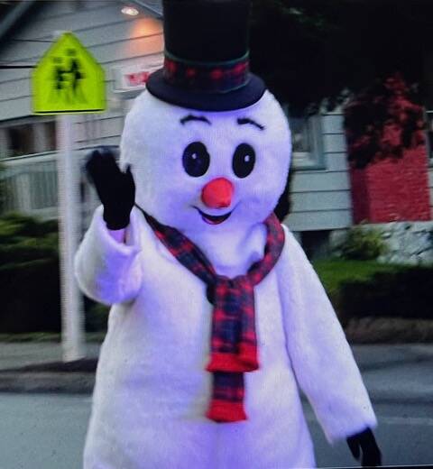 Nancy Conard dresses as Frosty the Snowman in the 1997 Coupeville Christmas parade. (Photo by Renae Mulhollland)