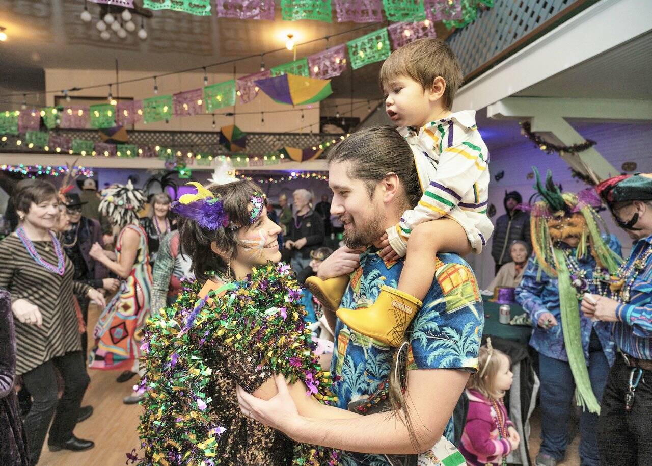 Photo by David Welton
A good time was had by all at the Mardi Gras Party held on Feb. 13 at Bayview Hall. The free, family-friendly South Whidbey event attracted revelers of all ages dressed in the colors of Fat Tuesday. Prizes were awarded to those wearing the best costumes.
