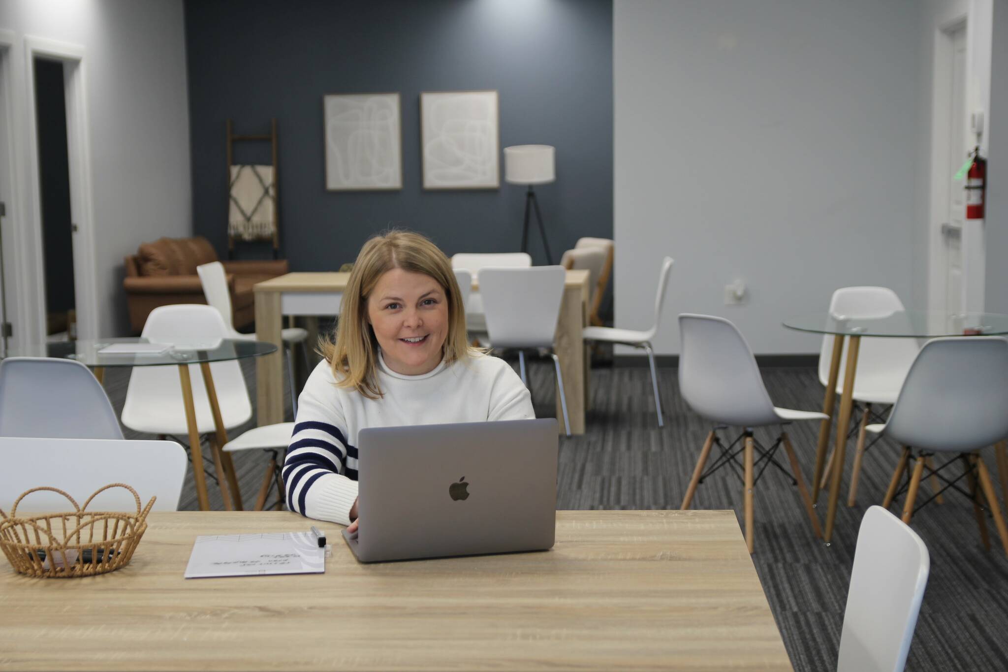 Dannah McCullough does some work at The Collective, a shared space where students and workers can work together and network. (Photo by Luisa Loi)