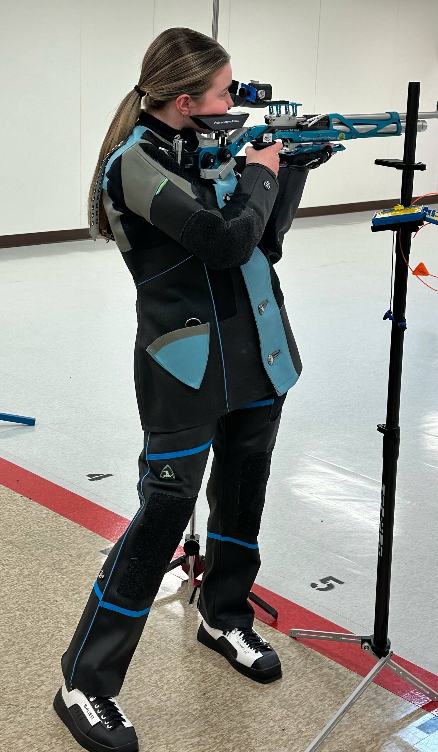 Madison Thompson qualified for the air rifle competition that takes place at the Junior Olympics in April. She is one of three Oak Harbor girls to earn a spot shooting at the Junior Olympics. (Photo courtesy of Victor Zarate)