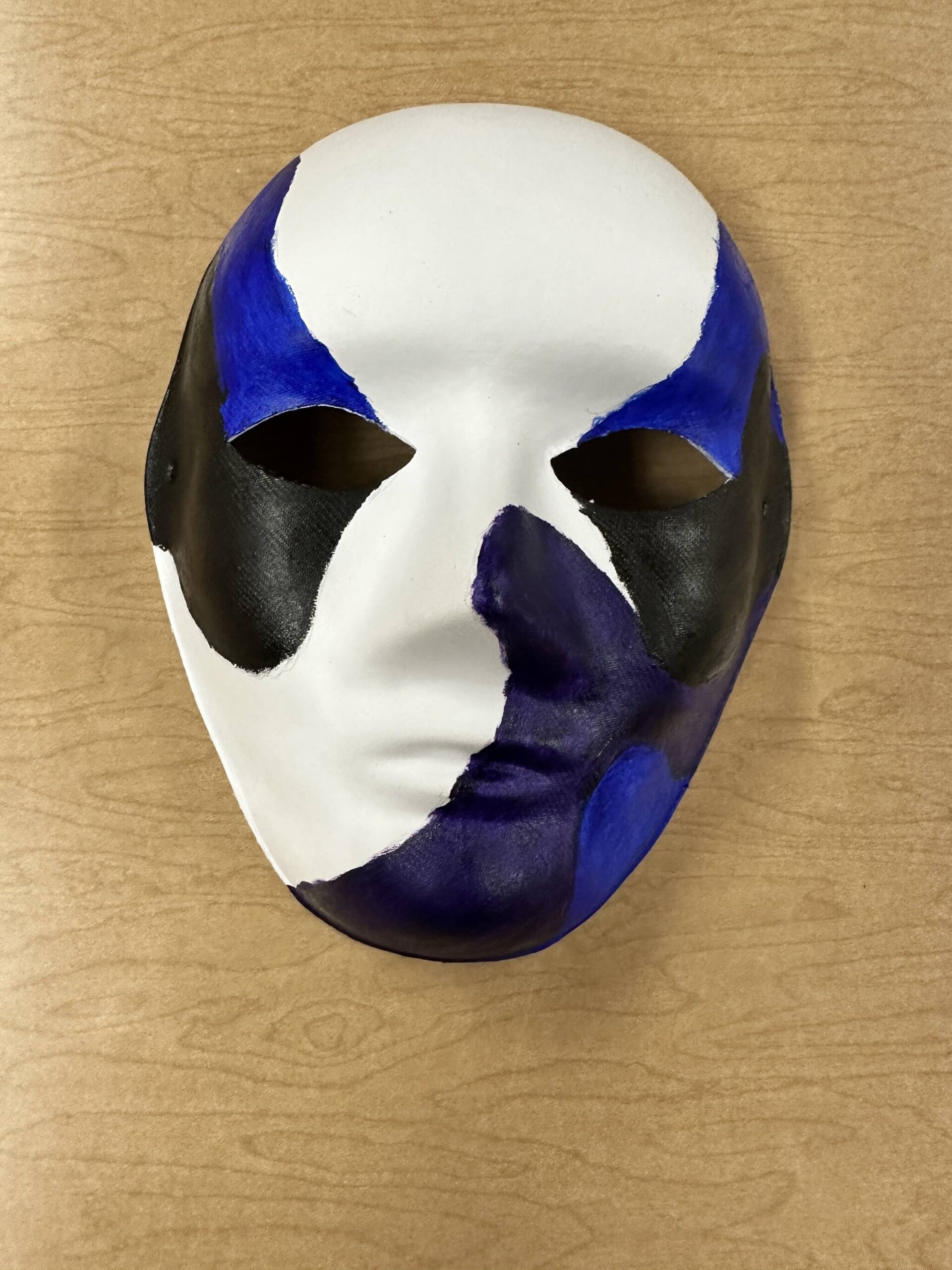 Photo provided
After receiving some bad news, a student said he felt numb. After being asked what color “numb” looks like, he painted this mask.