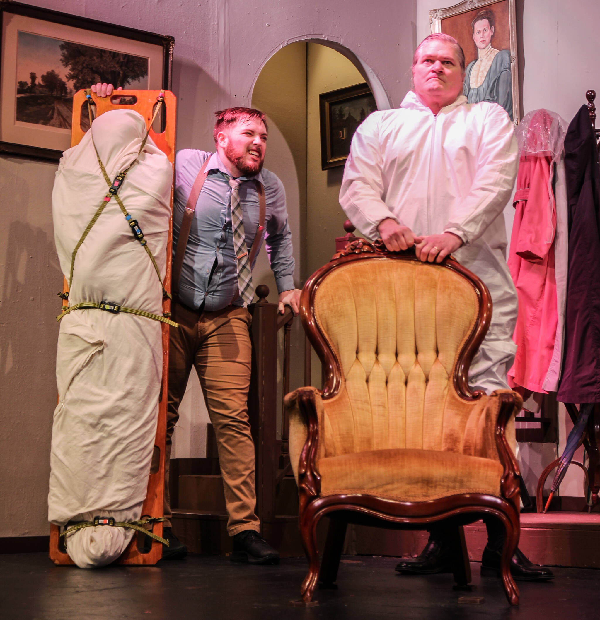 Photo by Luisa Loi
Eric, played by Wesley Moran, refuses to let Mr. Forbright, the undertaker played by Steve De Haven, take a body for an autopsy.