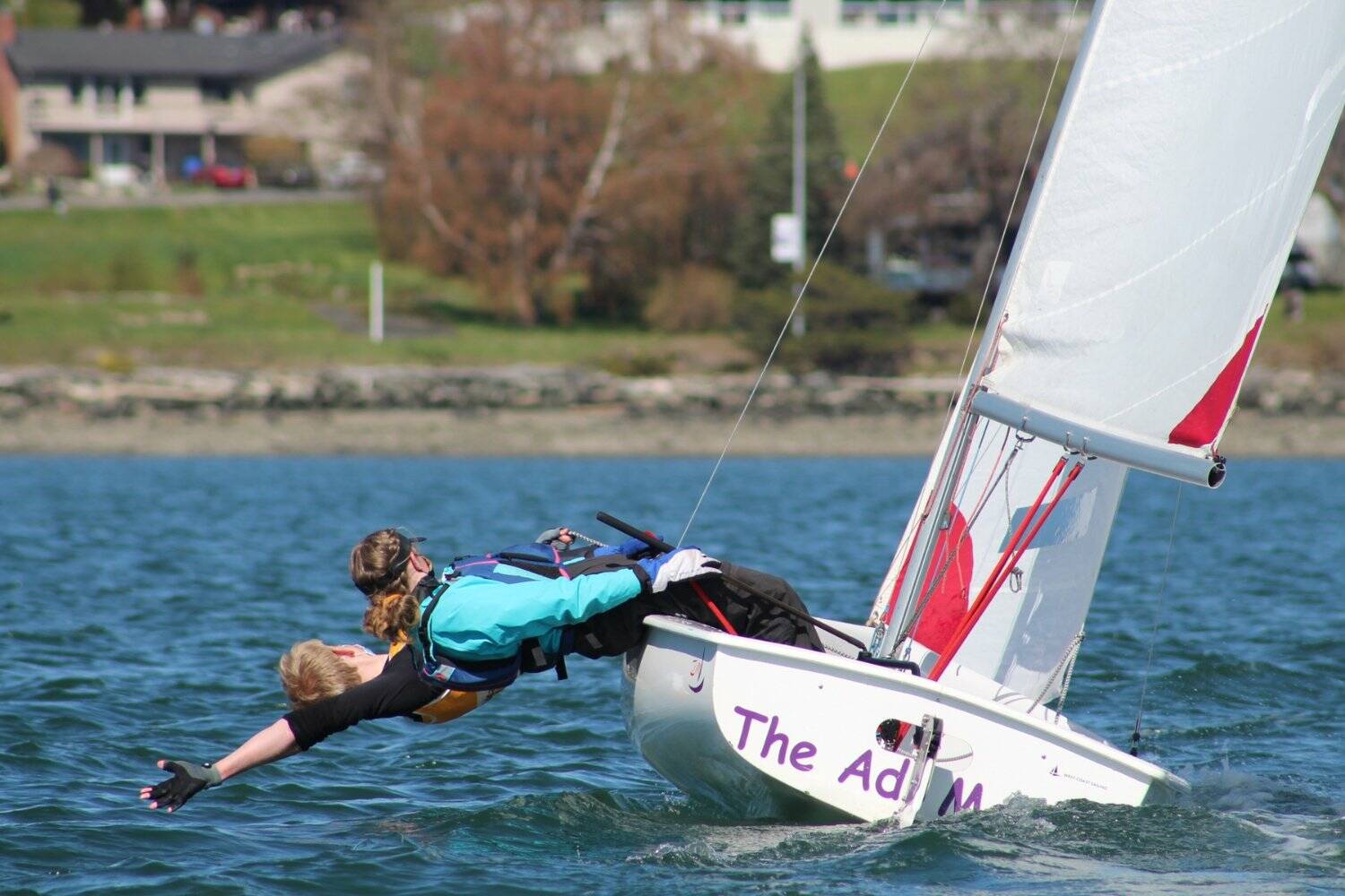 The Oak Harbor Youth Sailing Wildcat team racing in a two-person dinghy. (Photo provided)
