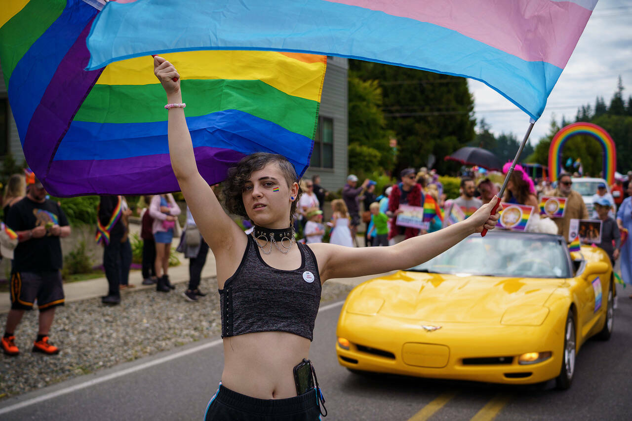 (File photo by David Welton)
A 2024 Langley pride parade participant marches down the street.